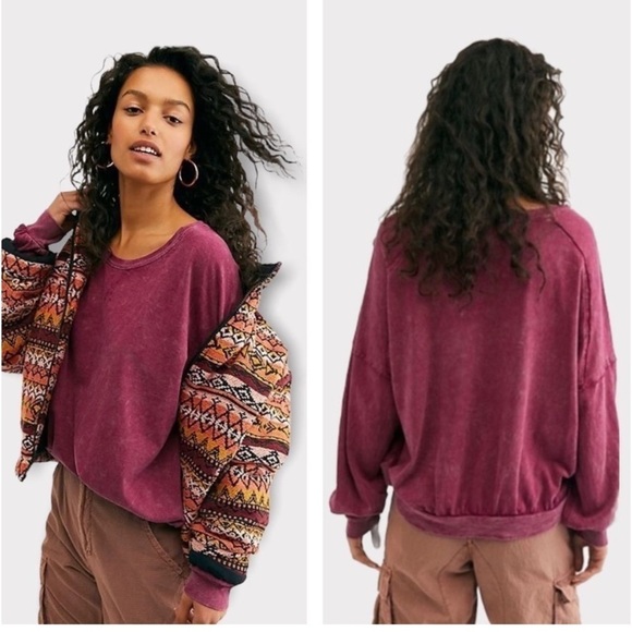 Free People Sweet Myrtle Oversized Vintage Wash LS tee, size S, pre-loved - Picture 4 of 13